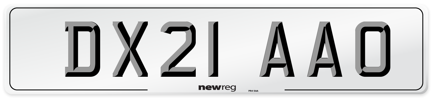 DX21 AAO Number Plate from New Reg
